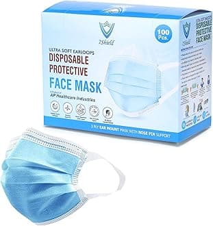 - Disposable 3Ply Face Mask - Ultra Soft Fabric Wide Ear Loop, Comfortable, Inbuilt Plastic Coated Nose Pin, CE and ISO Certified, Convenient Box Pack