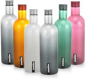 Plastic Water Bottle, 1000ml, Set Of 6, Multicolour, Standard