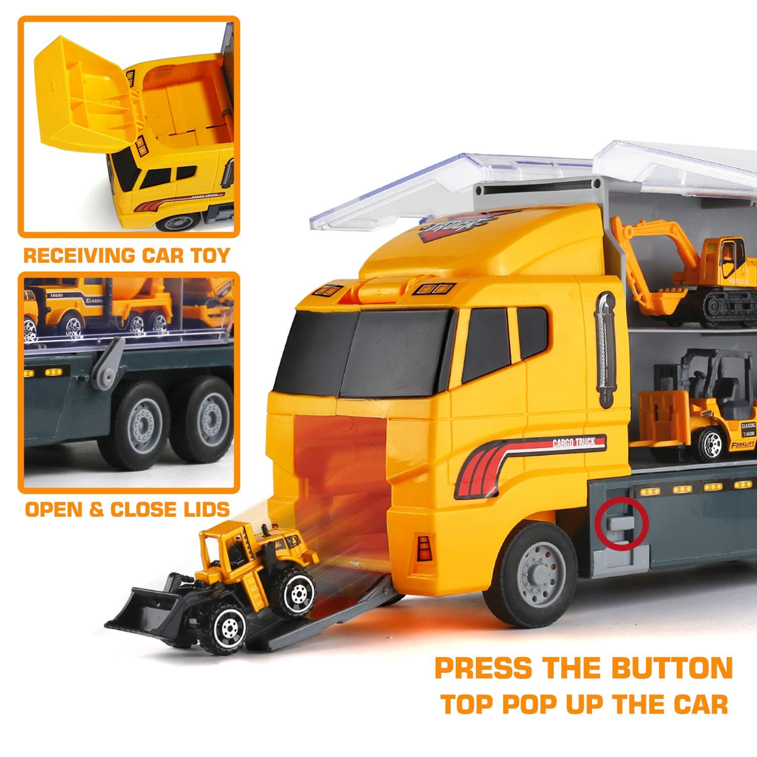 19 Pcs Construction Truck with Engineering Worker Toy Set