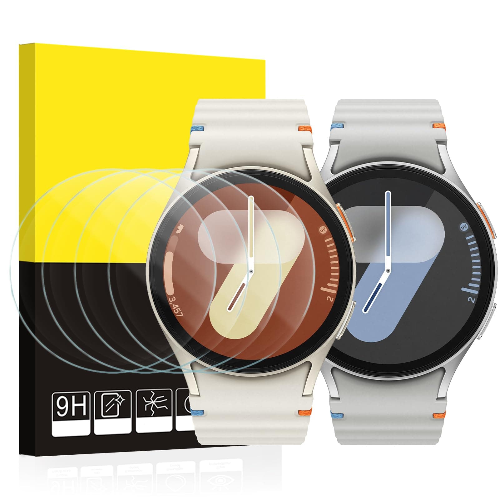 SPGUARD 4-Pack Screen Protector for Samsung Galaxy Watch 7 40mm [6/5/4 Compatible], Tempered Glass with 9H Hardness, Ultra-Resistant Anti-Scratch Bubble-Free Cover for Women Men