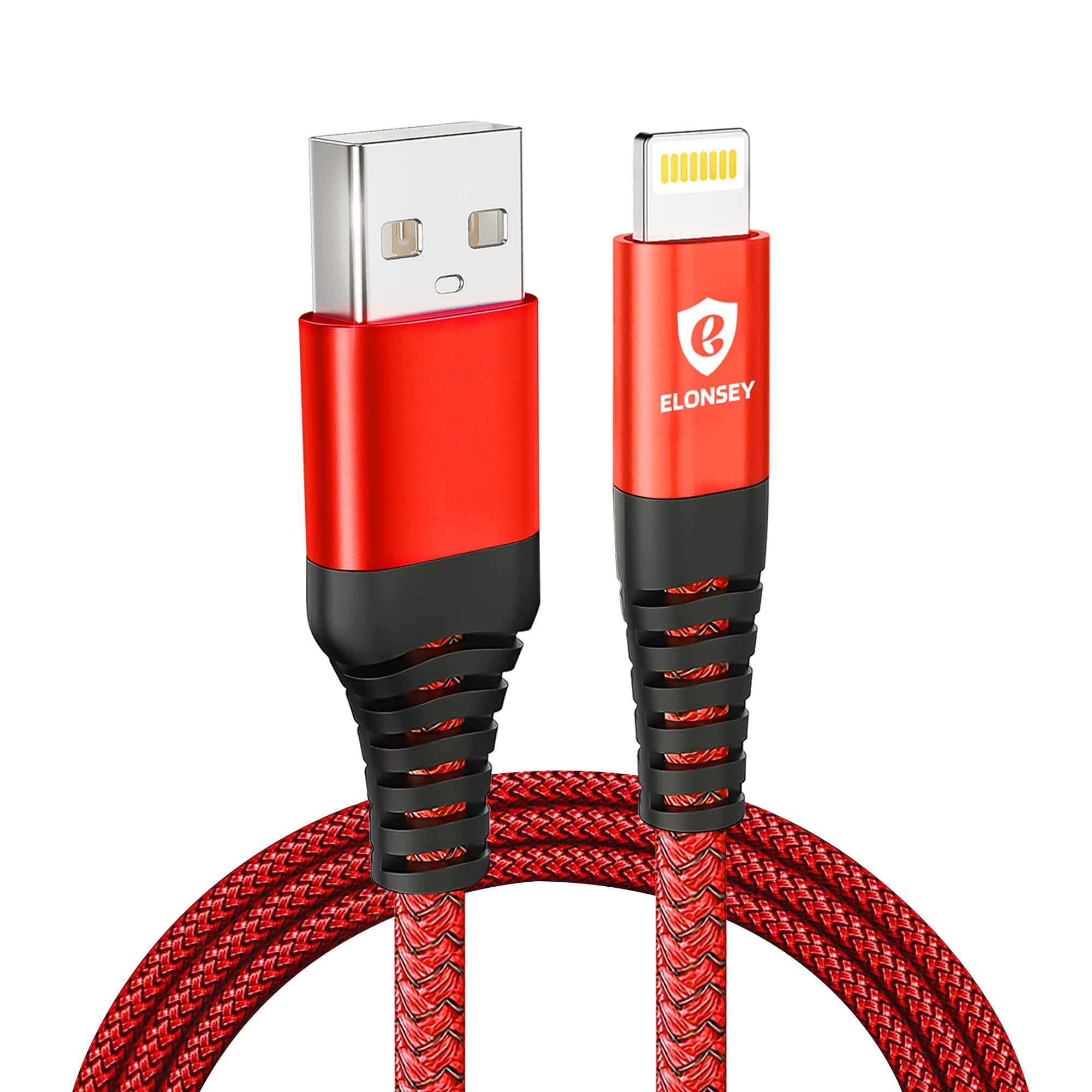 ELONSEY iPhon Charging Cable, USB to Lighting Cord 1 Meter, High-Speed PD Charging [MFi Certified] Cable Compatible with iPhon 13 mini/13/13 Pro/13 Pro Max, 12 Pro/Max/X,iPd Pro - Red