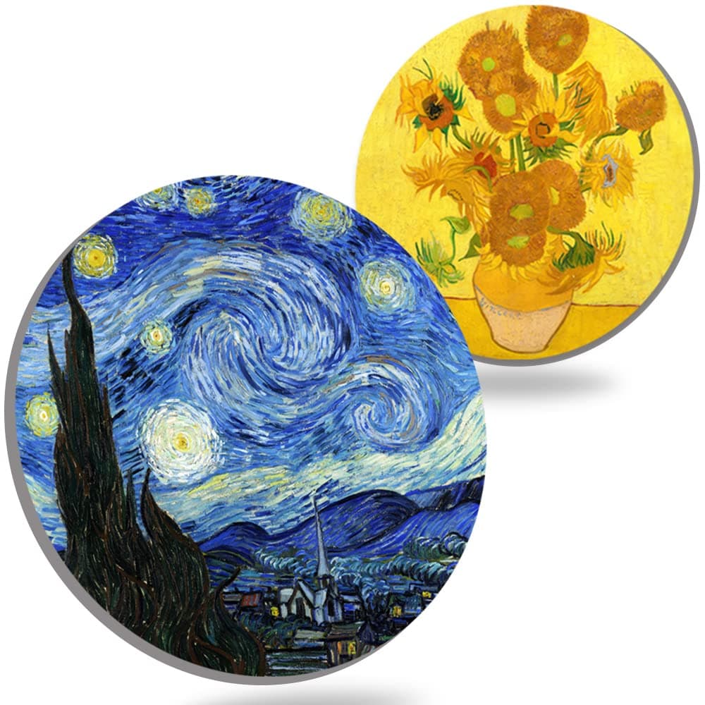 Coasters for Drinks Van Gogh Art Ceramic Coasters - Use 2 Famous Van Gogh Paintings, Unique Housewarming Gifts for New Home Decorative by WOW DING