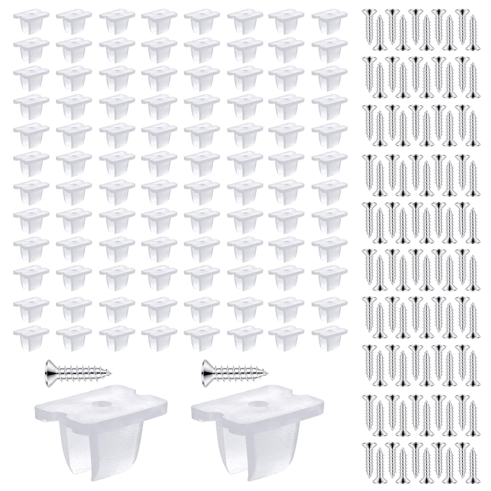 Waterproof LED Strip Mounting Clips Holder Mounting Bracket Neon Mounting Clips Fixing Clamps Holder with 100 Screws for 5mm to 6mm LED Strip Lighting, Translucent, Pack of 100