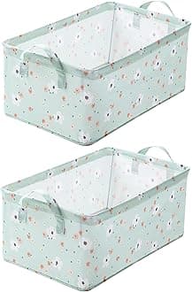 House of Quirk 2pcs Store Wardrobe Organizer For Clothes With Metal Fram Foldable Storage Box, Clothing Storage Boxes For Pants, Shirt, Sweaters, Jeans, Socks (Green Flower)