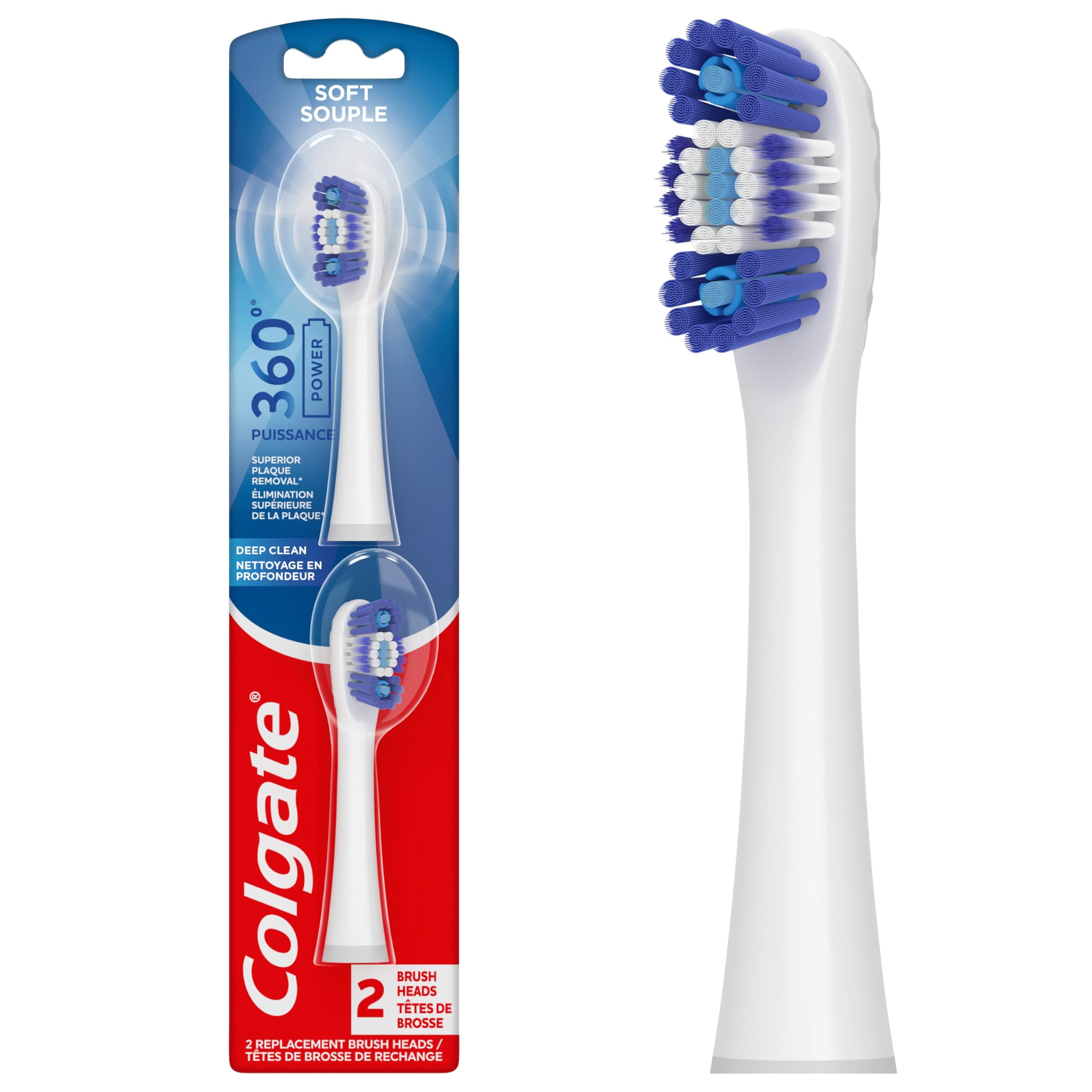 Colgate 360 Floss Tip Sonic Powered Battery Toothbrush Refill Pack - 2ct