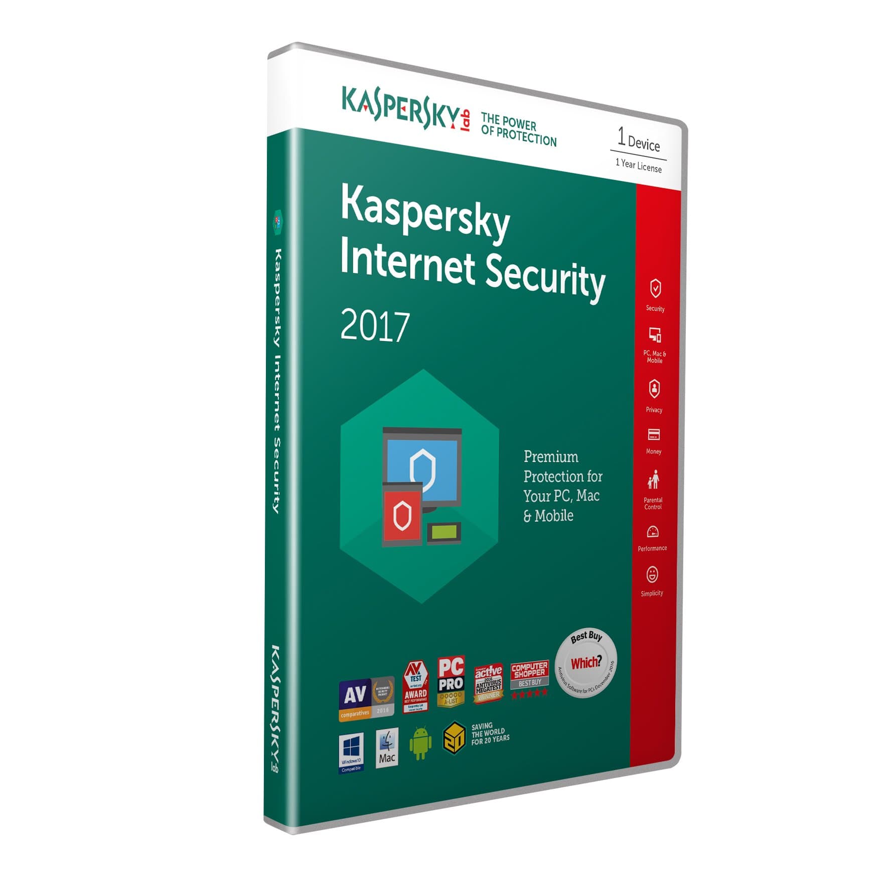 Kaspersky Internet Security 2017 | 1 Device | 1 Year | PC/Mac/Android | Download