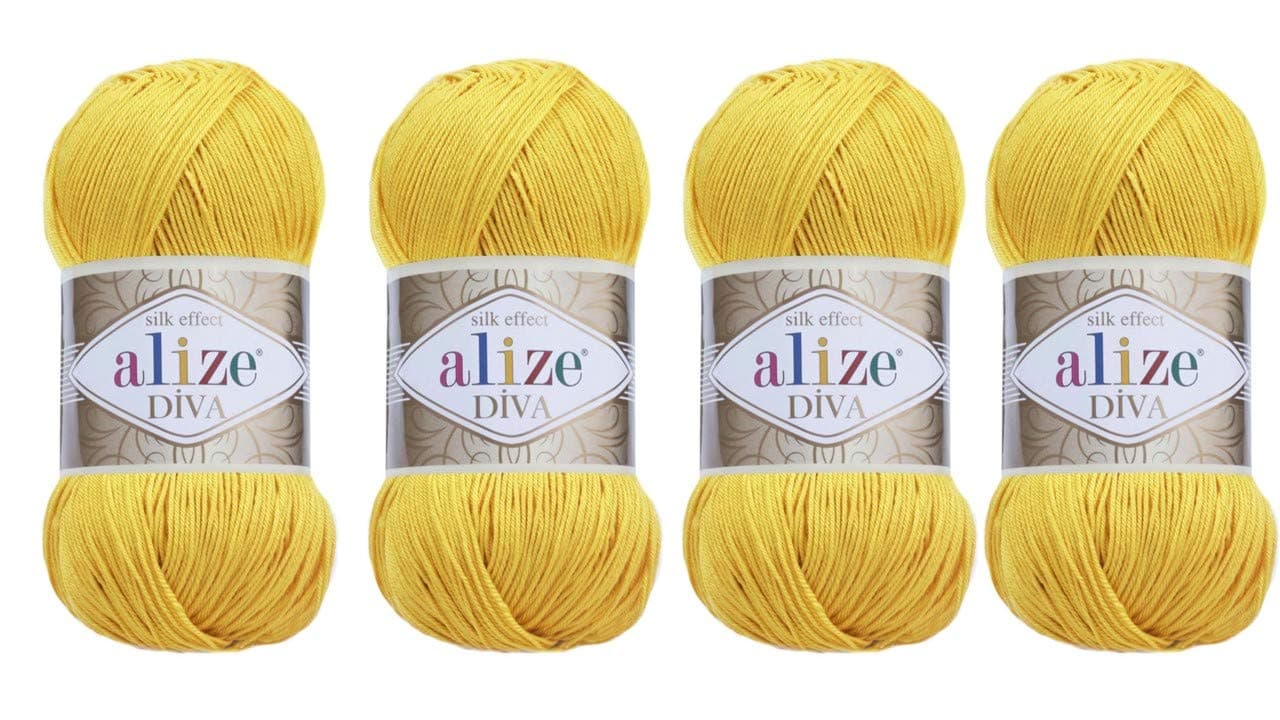Hand Knitting Yarn 100% Microfiber Acrylic Yarn Alize Diva Silk Effect Thread Crochet Art Lace Craft Lot of 4 skeins 400gr 1532yds (110)