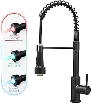 GIMILI Oil Rubbed Bronze Kitchen Faucet with Pull Down Sprayer Single Hole LED Sink Faucet, Suitable for Farmhouses, RV, Laundry Room, Outdoor, and Campers. Llave para fregadero de cocina