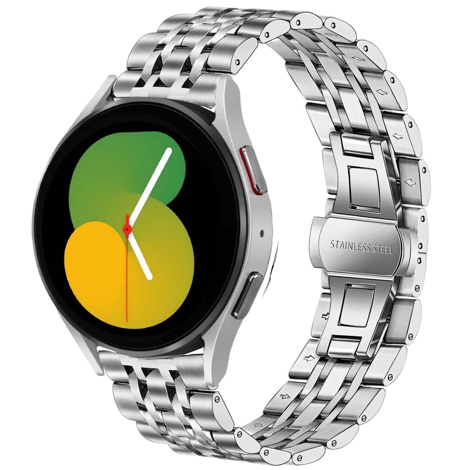 Bands Compatible with Galaxy Watch 7 / FE / 6/6 Classic / 5/5 Pro / 4/4 Classic / 3 41mm / Huawei GT3 42mm, 20mm Solid Stainless Steel Metal Replacement Strap for Women Men