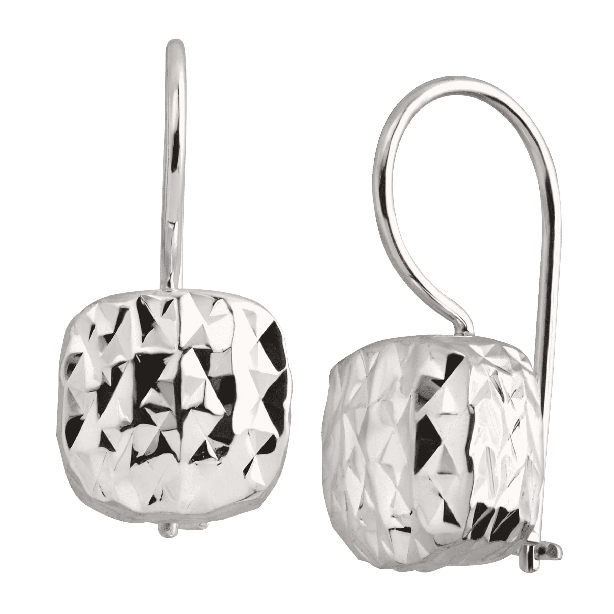 Rounded Cube' Drop Earrings in Textured Sterling Silver