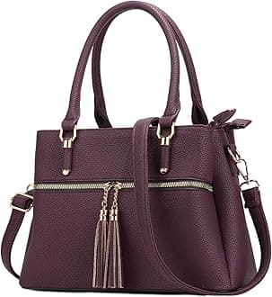 KKXIU Women Satchel Bags Handle Shoulder Handbags and Purses Pockets Zipper Leather Crossbody Bags
