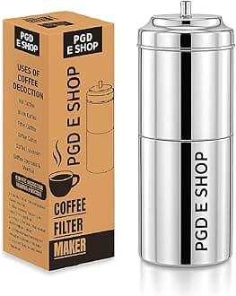 PGD Traditional Stainless Steel South Indian filter coffee maker steel (200ml Drip Decoction) | Medium, Size 2