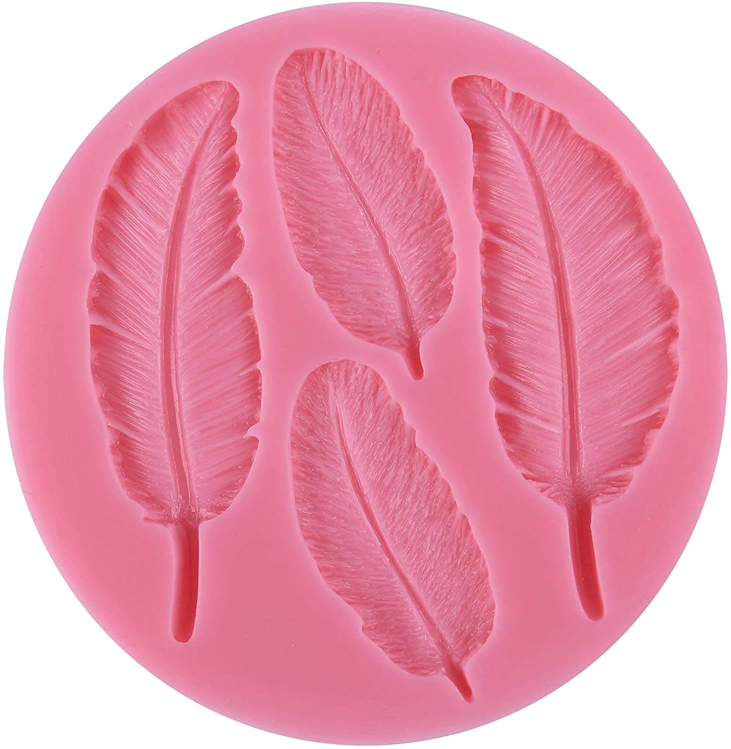 First Try 4 Cavity Feather Silicone Molds Different Shape Fondant Chocolate Candy Molds Silicone Baking Molds for Birthday Wedding Party DIY Cake Decorating, Chocolate - 1 Pcs - 9 Cm