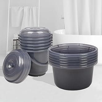 Kuber Industries Set of 12 Bathroom Combo Set | Bathroom Set | 6 Piece Tub-25 L & 6 Piece Bucket-13 L Bathing Set | Modern Bathroom Accessories Set | Transparent Gray