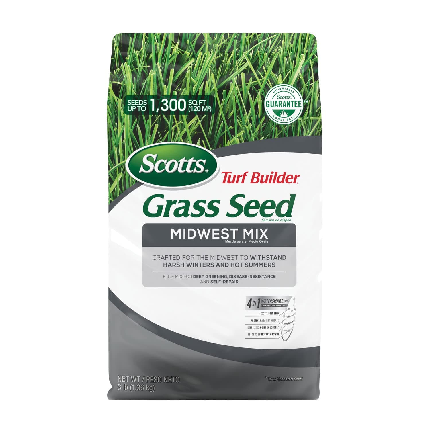Scotts Turf Builder Grass Seed Midwest Mix, Crafted to Withstand Harsh Winters and Hot Summers, 3 lbs.
