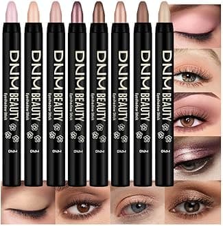 evpct 8Pcs Cream Eyeshadow Stick Set for Women, Nude Pink Light Mauve Brown Matte Rose Gold Copper Brown Champagne Shimmer, Silky Matte Shimmer Eyeshadow Applicator Sticks Eye Makeup sombras para ojos
