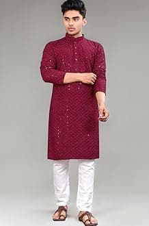 Men's Indian Ethnic Wear Straight Lucknowi Kurta