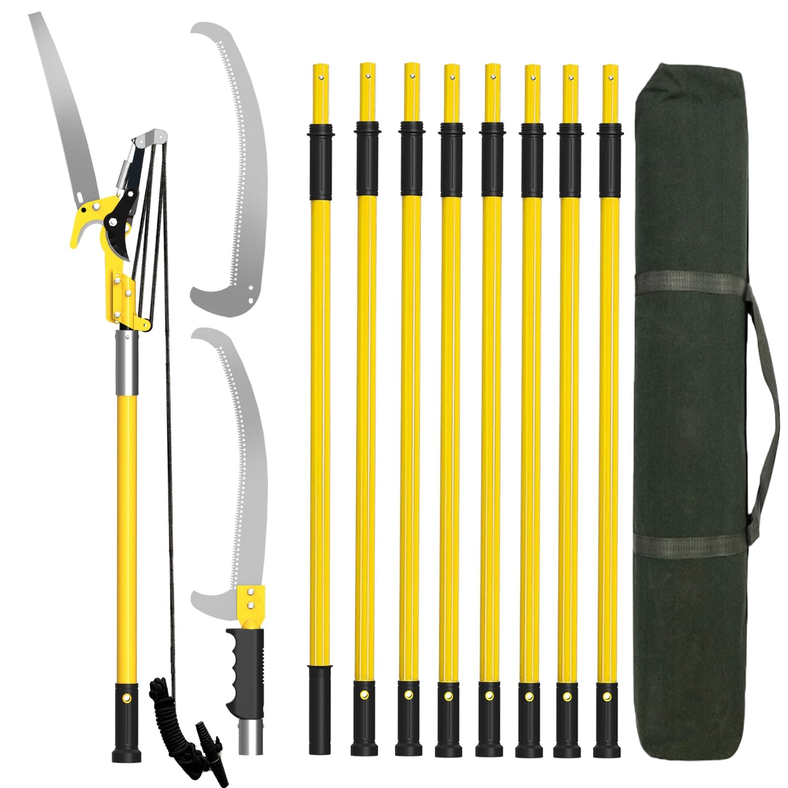 Manual Pole Saws for Tree Trimming 30 FT, [Ultra Sturdy] Tree Trimmers Long Handle Pruner with Thickened Saw Blade and Scissor, Palm Tree Trimmer for Backyard and Garden, Branch Cutter Pole Saw