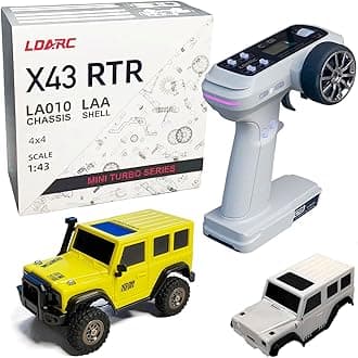 - LDARC 1:43 Scale Mini RC Crawler RTR RC Rock Truck 4x4 2.4GHZ Hobby Grade Remote Control Car Model Vehicle RC Buggy, Comes with a DIY Replaceable Body Shell(Lemon Yellow)