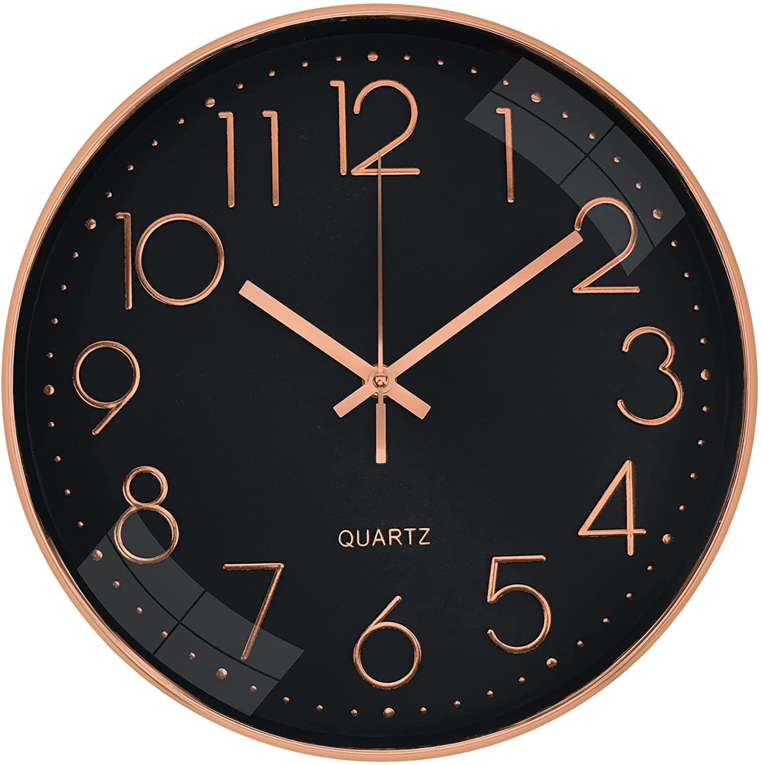 Wall Clock 12 Silent Quartz Decorative Latest Wall Clock Non-Ticking Classic Clock Battery Operated Round Easy to Read for Room/Home/Kitchen/Bedroom/Office/School.- (Rose Black)