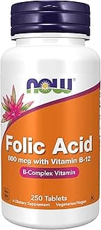 NOWFoods, Folic Acid (Folic Acid), 800 mcg, 250 Vegan Tablets, Laboratory Tested, High Dose, Vitamin B12, Gluten Free, Soy Free, Vegetarian