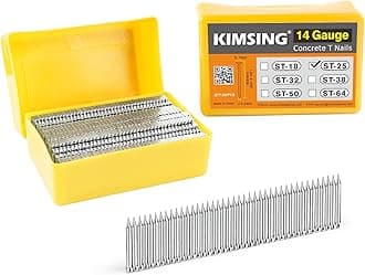 KIMSING 14 Gauge 1-Inch (25mm) Concrete Nails 800PCS/Box T Nails for Truss Building, Construction Framing and Concrete Nailing