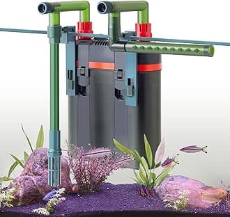 450L/H-1500L/H Aquarium Canister Filter, 5W/8W/15W Fish Tank External Filter, Aquarium Hang on Filter with Biochemical Sponge, Ceramic Balls for up to 650L Tank (450L/H