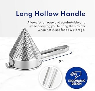 New Star Foodservice China Cap/Chinois Strainer, 18/8 Stainless Steel, 8-Inch, 2mm Fine Perforations