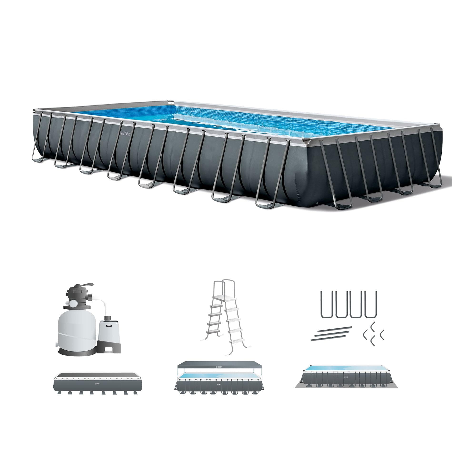 INTEX 26355EH Ultra XTR Deluxe Rectangular Above Ground Swimming Pool Set