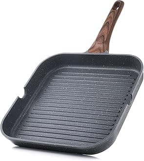 Nonstick Grill Pan for Stove Tops, Versatile Griddle Pan with Pour Spouts, Square Grill Pan for Big Cooking Surface, Durable Grill Skillet for Indoor & Outdoor Grilling. PFOA Free, 11 Inch