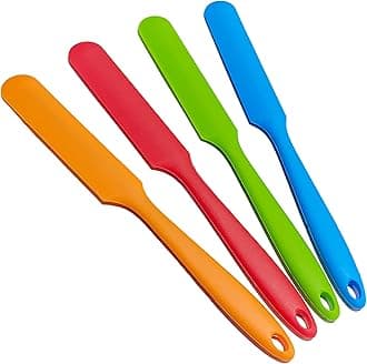 zYoung 4 Pcs Silicone Jar Spatula Set Heat Resistant Cake Cream Butter Spatulas Mixing Batter Scraper Non-Stick Flexible Baking Cooking Tool