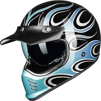 ILM Vintage Full Face Motorcycle Helmets for Adults Men Inner Visor Compatible for Moped ATV Cruiser Scooter DOT ECE ModelZ502(Fire Silver, L)