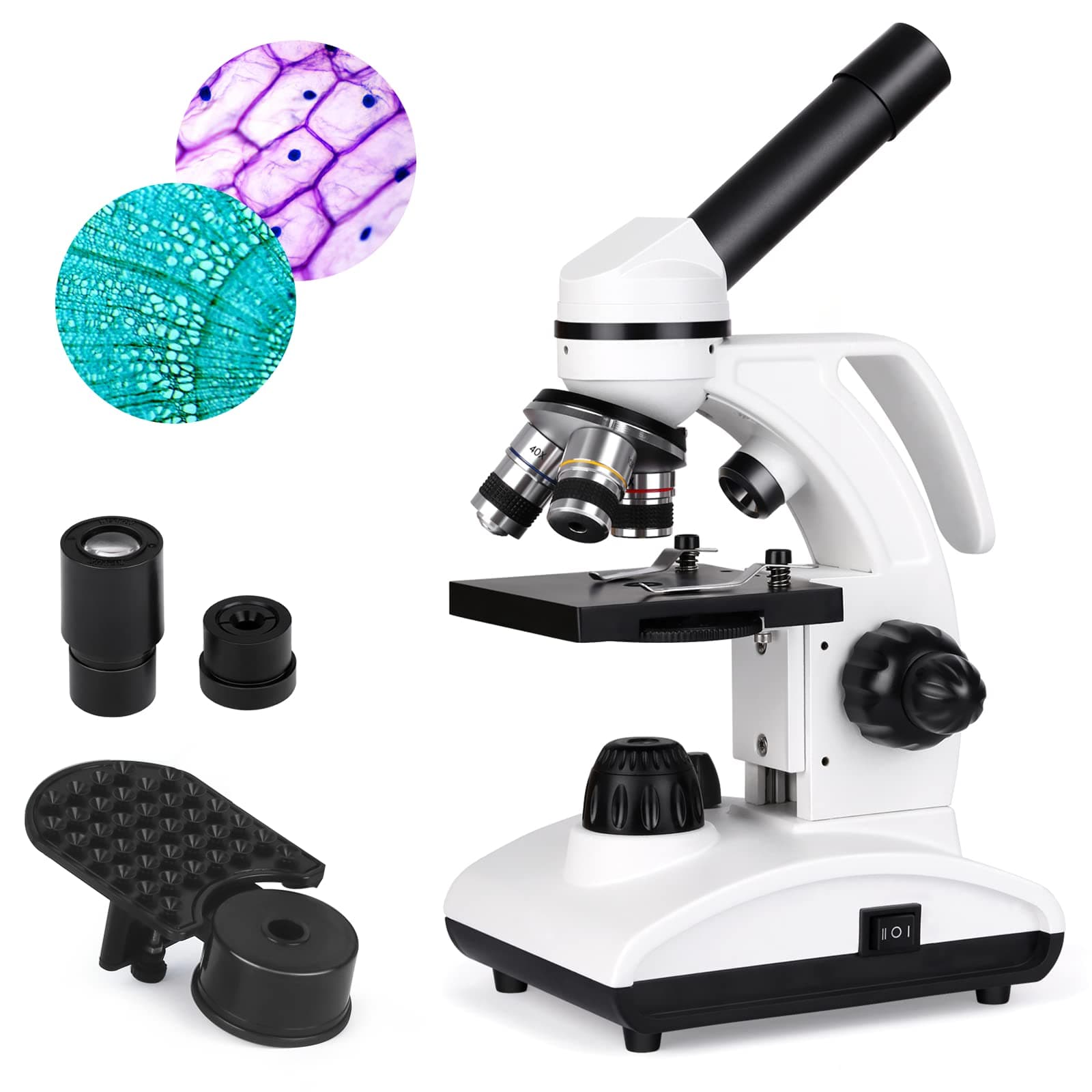 Microscope for Children Students Beginners 40X-1000X Children's Microscope Illuminated and Transmitted Light Microscope with WF10x WF25x Eyepiece & LED Lighting, Student Microscope Junior