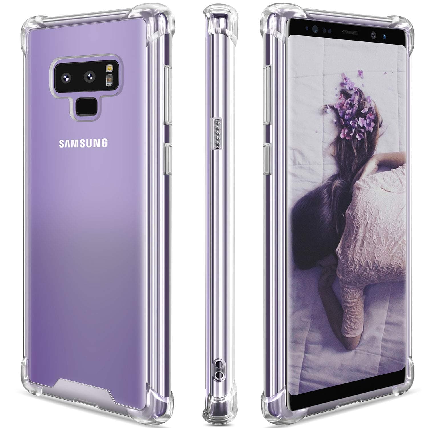 Samsung Galaxy Note 9 Case,Clear Note 9 Case Shockproof TPU Bumper Cases Non Slip Scratch Resistant PC Hard Back Protective Case Cover for Galaxy Note 9 - Clear