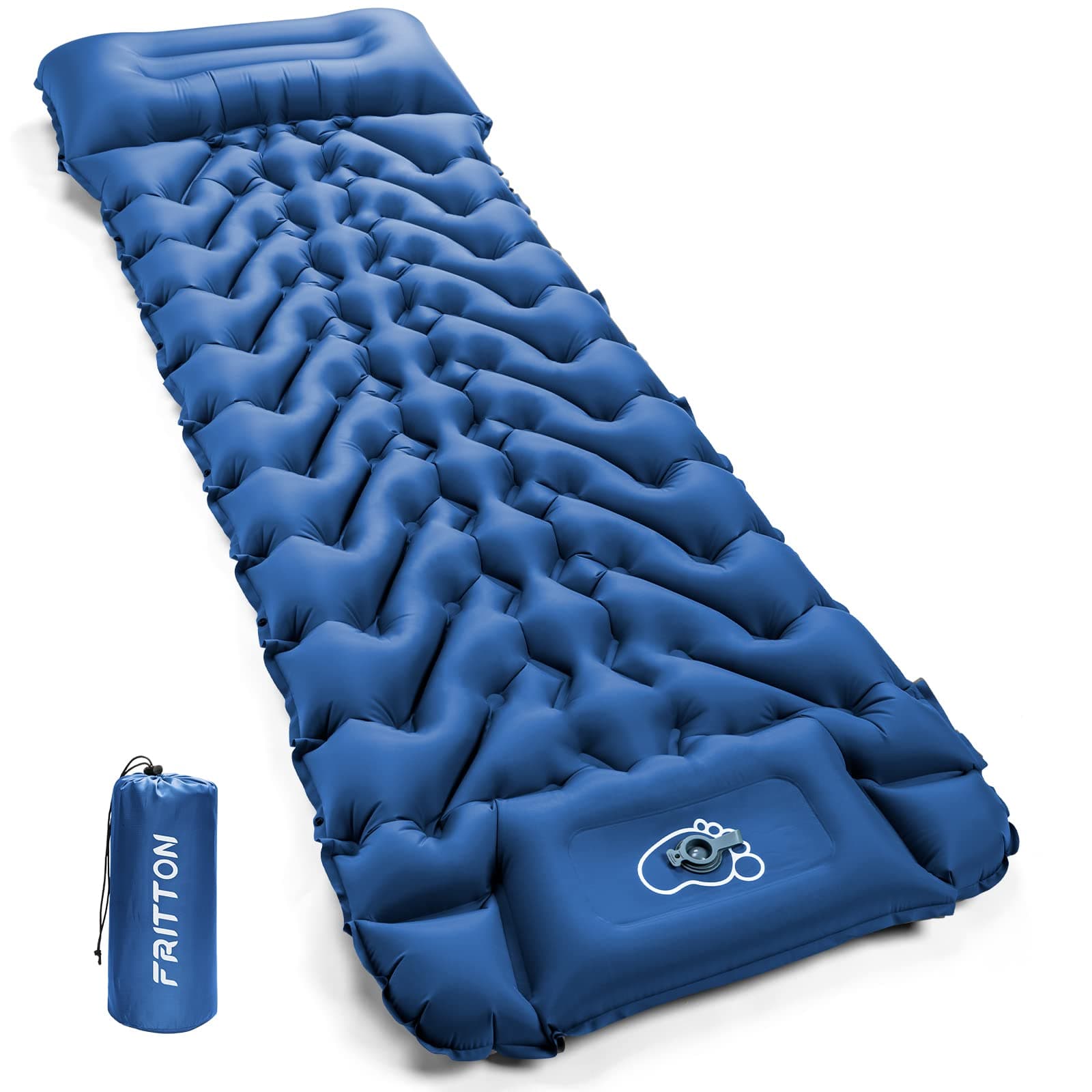 Sleeping Pad for Camping, Inflatable Sleeping Mat with Pillow 76.7"X26", Camping Pad with Built-in Foot Pump, Lightweight Camping Mattress Pad for Car Camping, Backpacking, Tent and Hiking