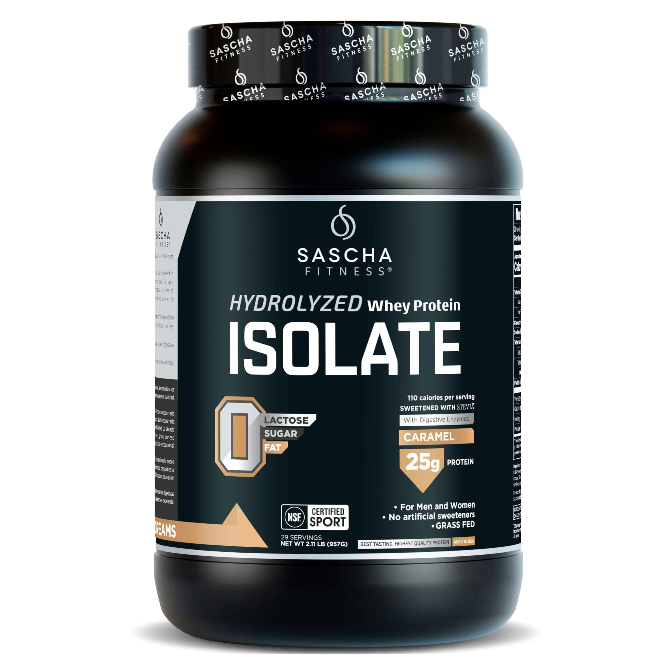 Hydrolyzed Whey Protein Isolate,100% Grass-Fed (0.9kg, All) (Caramel)