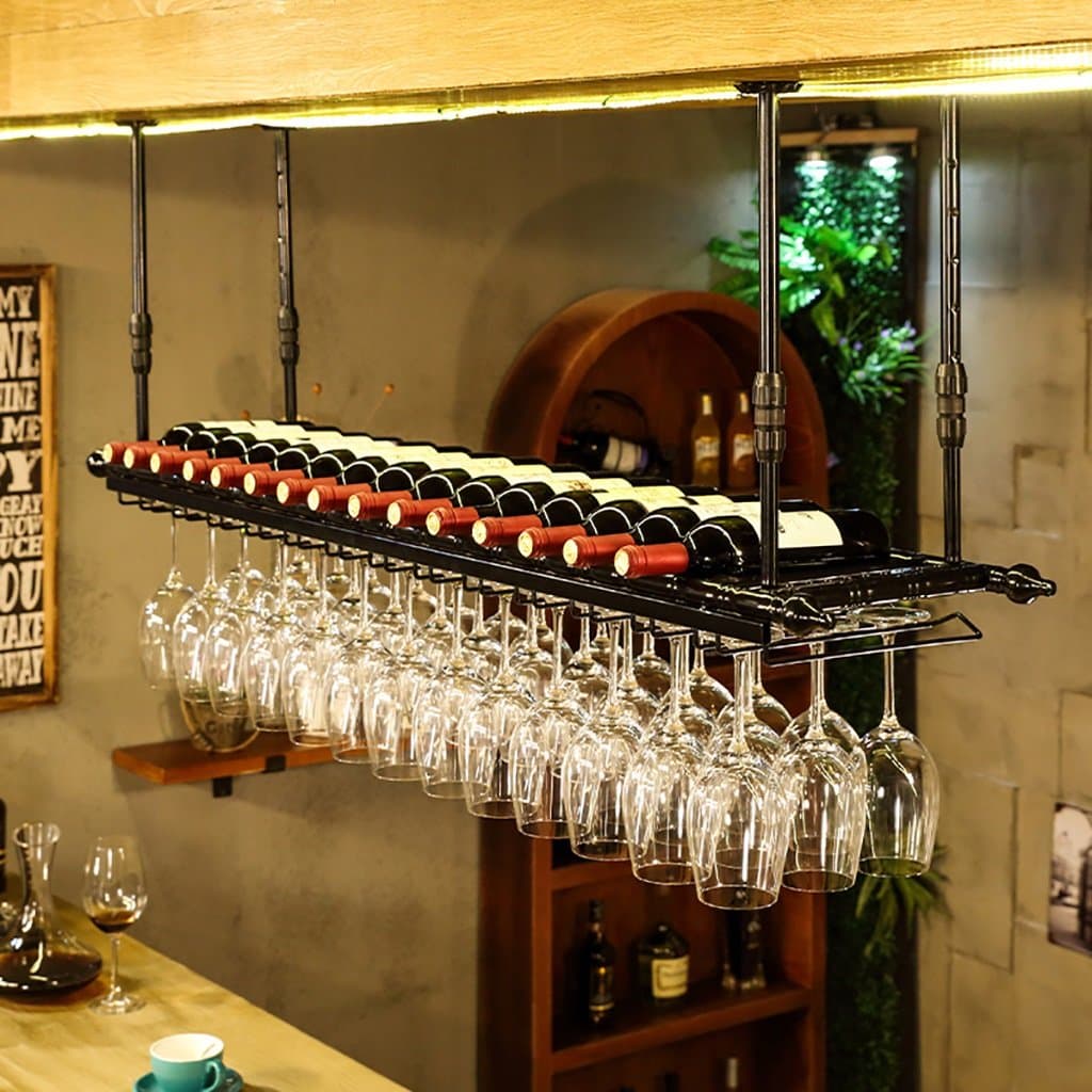 MoDi wine racks Wine Rack/Hanging Red Wine Cup Holder/Hanging Upside Down Glass Holder/Creative Home Bar/Wine Rack Hanging Glass Holder ceiling wine holder (Color : 1, Size : 80 * 30cm)