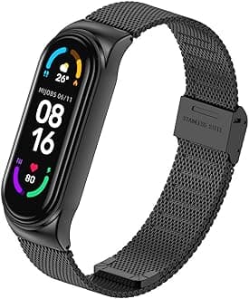 Ainiv Watchband Compatible with Xiaomi Mi Band 5/ Xiaomi Mi Band 6, Xiaomi Watchband Knitted Nylon/Silicone Watch Strap, Adjustable Woven Stretchy Replacement Straps for Women/Men