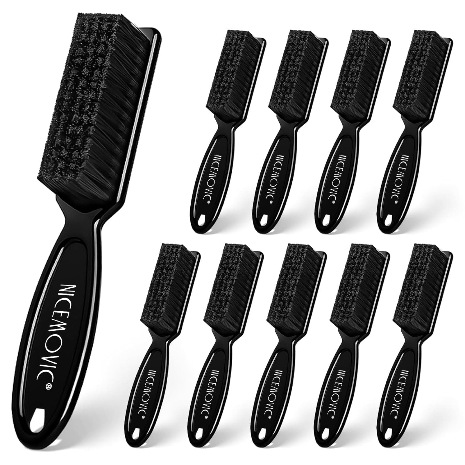 NICEMOVIC Barber Clipper Brushes, 10 Pcs Plastic Handle Nylon Bristles Cleaning Brush, Multifunctional Cleaning Supplies for Hair Styling Tools, Kitchen Sink, Shoes (Black)