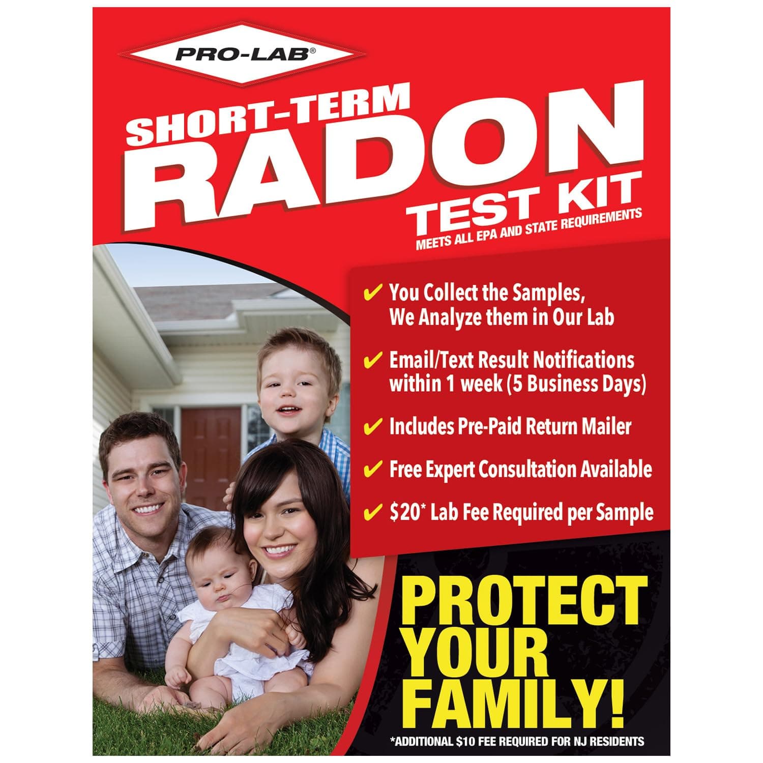 Radon Test Kit for Home - EPA Approved Short-Term Radon Tester with 2 Detectors - 20 Lab Fee Required Per Detector - Quick & Reliable Radon Testing