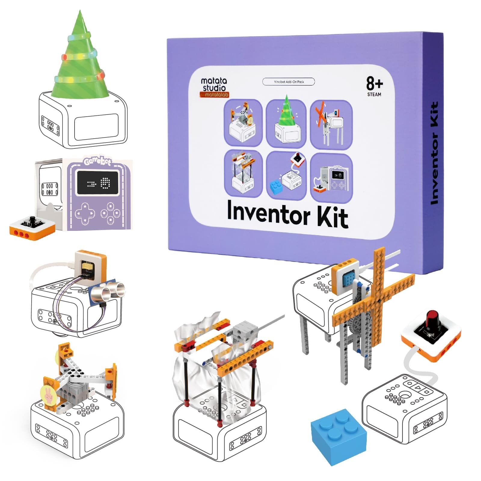 Inventor Kit for VinciBot Coding Robot, Electronic STEM Kit with programmable Module to Learn Programmable Electronic Projects for School Classroom Kids Ages 8+