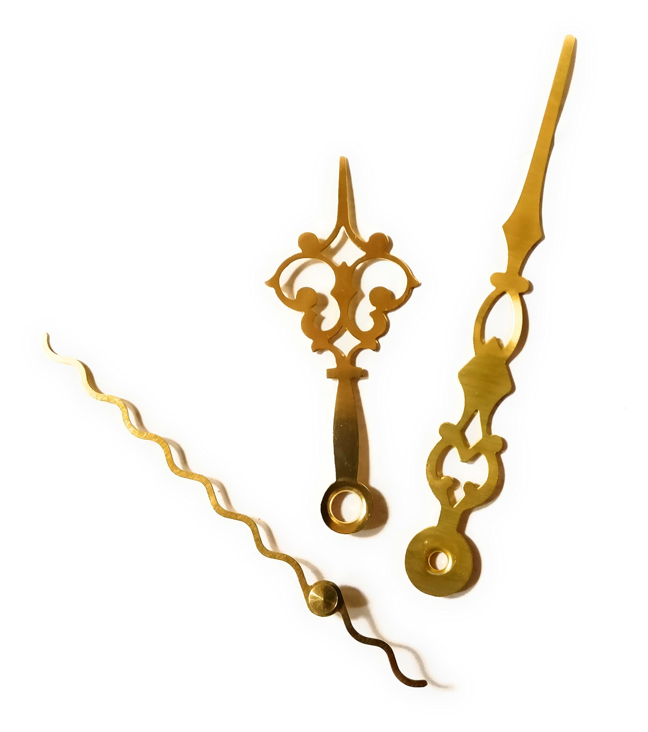 CrownLit Metal Made Classic Abstract Hands for Wall Clock Hour, Minute and Zigzag Second Hand (Gold, 8cm, 10.5cm, 10cm) - Pack of 3