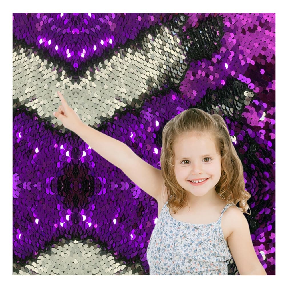 Sensory Sequin, Reversible Sequins Wall Fabric 0.2” Large Sequins Glitter Fabric Room Decor for Family, Toddler, Classroom Happy Corner, ideal for Kids with autism or ADHD to help them calm down