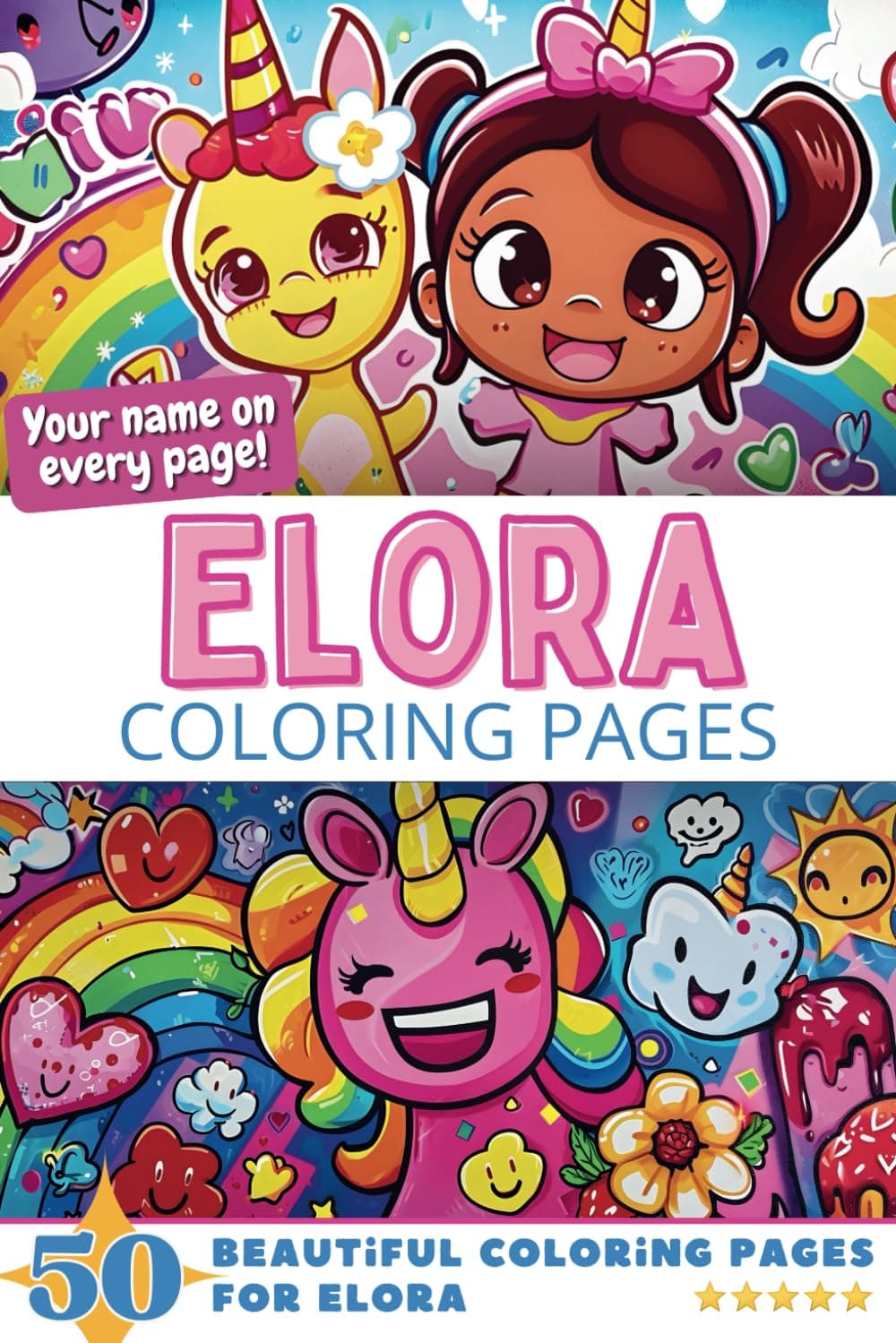 Elora Coloring Pages: Wow-Effect! Your name on every page - Elora coloring book - 6x9" - 50x Elora coloring page - Fantastic Gift