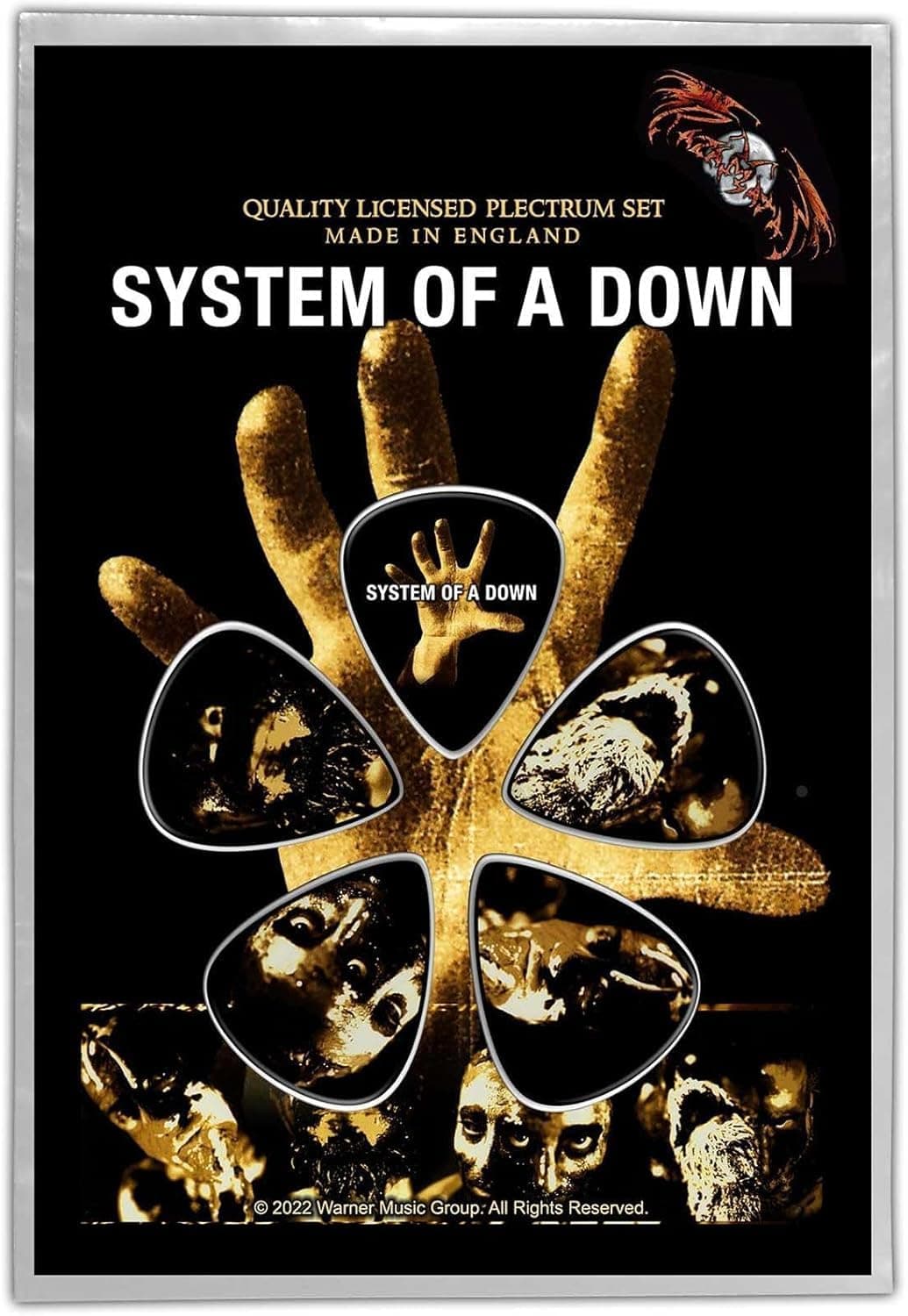 System Of Down Hand Plectrum (5 pack, 1mm thick, Nylon, Black), Officially Licensed Product