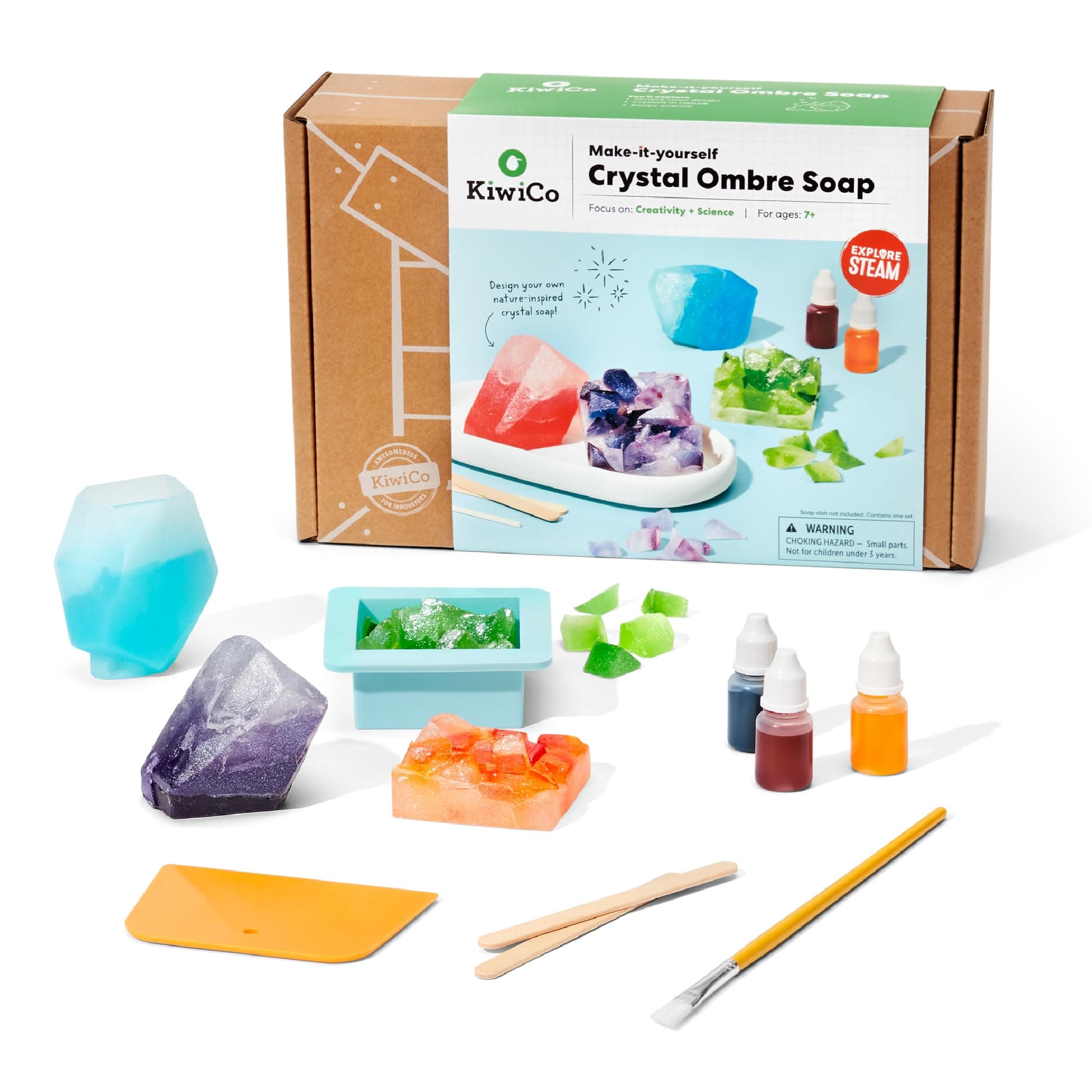 Crystal Geode Soapmaking Kit | Complete Set Includes Beaker, Clear Soap, Molds, Mixing Sticks, Mica Powder, Liquid Colors & More | DIY Soap Making Kit for Kids Ages 7+
