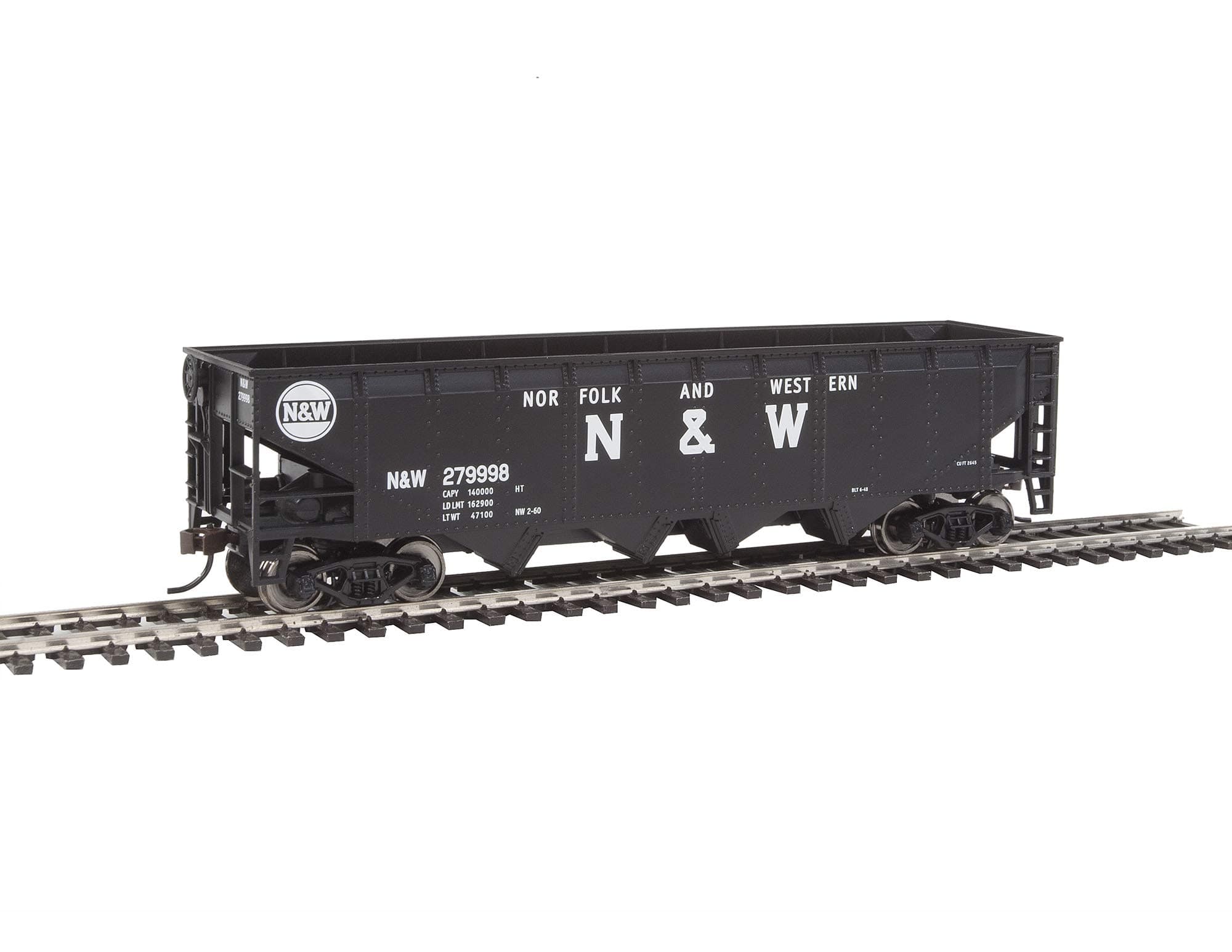 Walthers Trainline 40' Offset Quad Hopper with Metal Wheels Ready to Run N&W