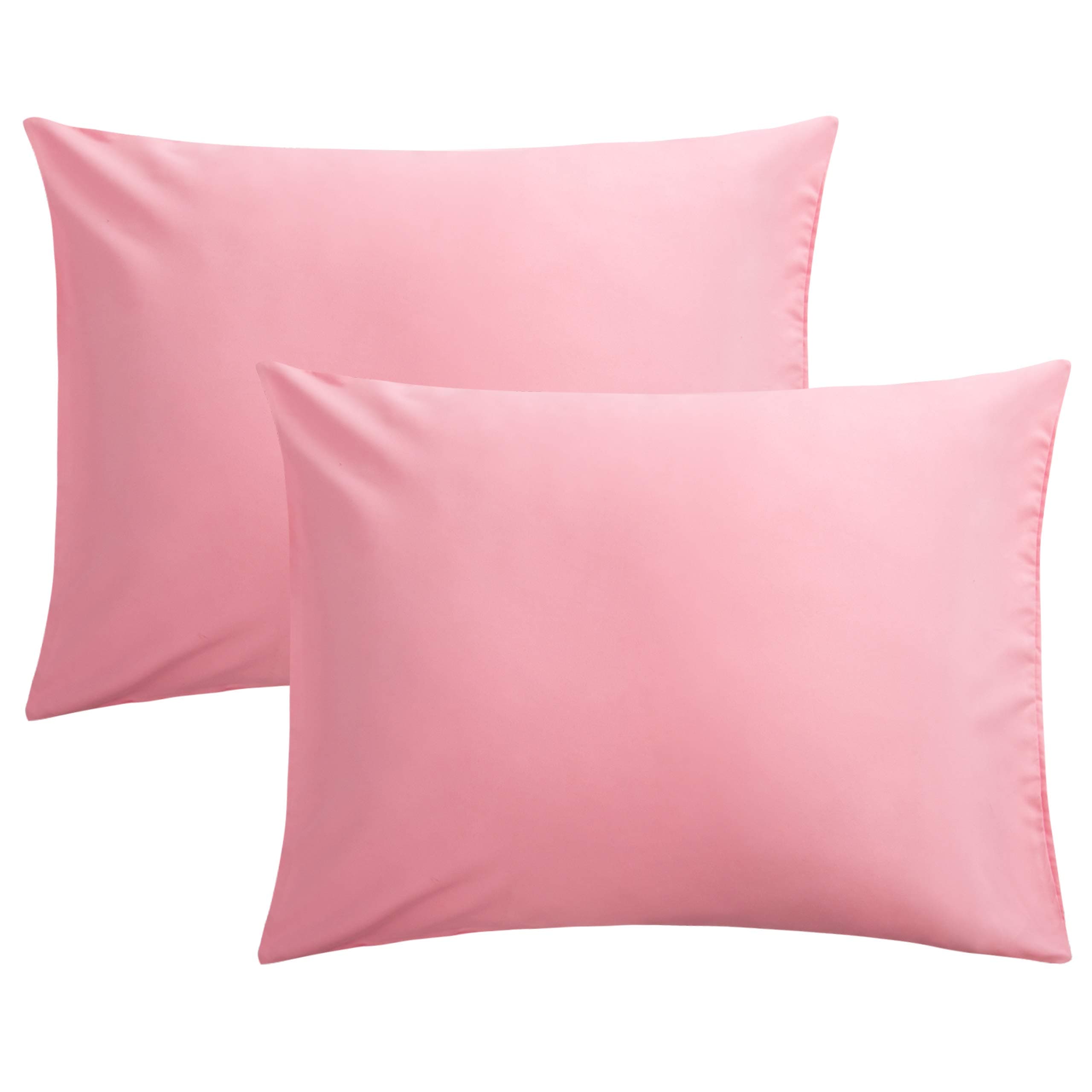 Pillow Cases Standard Size, Soft Microfiber Pillow Covers with Envelope Closure, Wrinkle, Stain Resistant Pillowcases, 2 Piece Set, 20x26, Pink