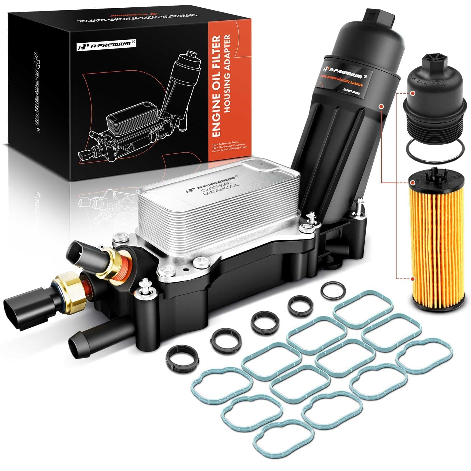 A-Premium Engine Oil Cooler Oil Filter Housing Adapter Assembly Fit for 2014-2017 Ram 1500 & Jeep Grand Cherokee, Wrangler & Dodge Grand Caravan, Charger, Journey & Chrysler Town & Country, V6 3.6L