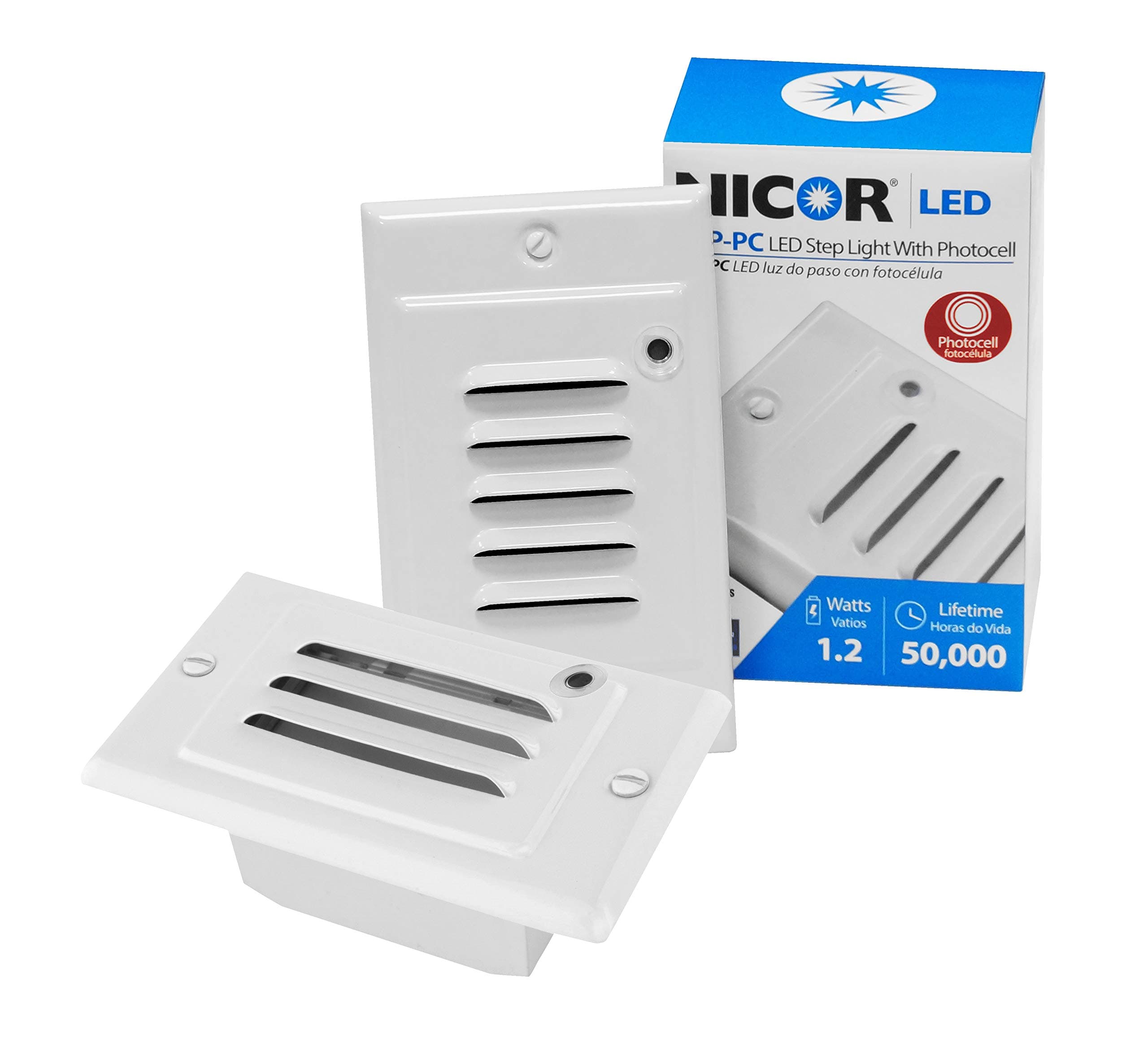 NICOR Lighting LED Step Light with Photocell in White (STP-10-120-WH-PC)